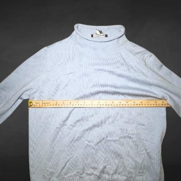 French Connection Knit Turtleneck Sweater Super Soft Ribbed Trim Light Blue W XL - Picture 3 of 7